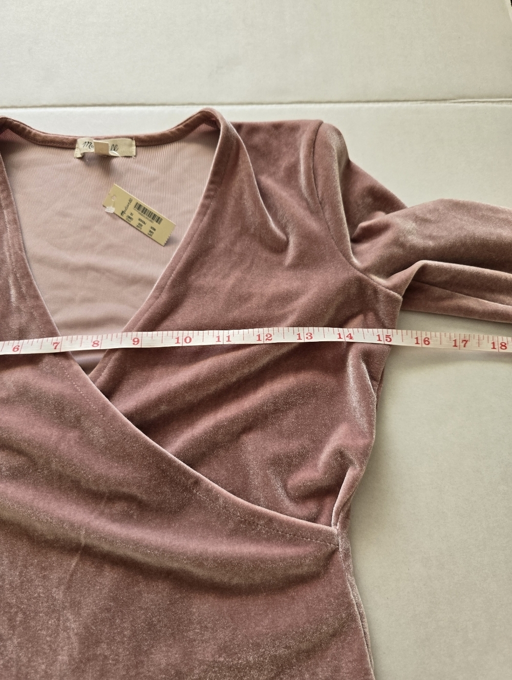 NWT Madewell Pink Velvet Overlapping Bodysuit Size XS - Picture 8 of 11